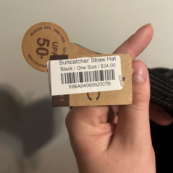 C.C Exclusives Women Adjustable Beach Bead Midsize Brim Straw Black Hat SPF50 - Picture 7 of 8